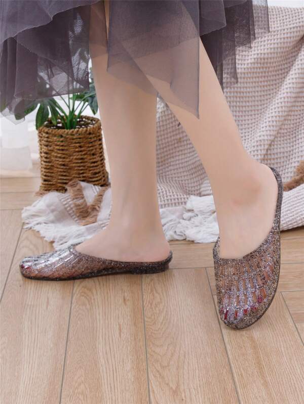Jelly Shoes Women Slip On Sandals With Heel Anti-Slip Ladies Outdoor Gorgeous Sandals Outdoor Walking Shoes Female Dress Platform Slides