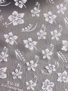 芙蓉花指甲贴纸，芙蓉花指甲贴花 3D 自粘白色粉色彩色夏威夷花卉指甲贴纸樱花指甲设计夏季装饰美甲