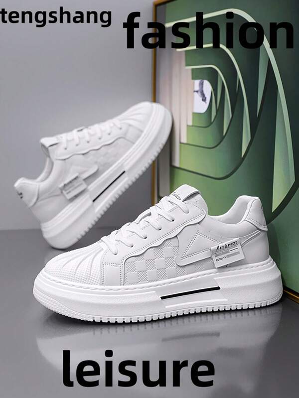 Zapatos casuales deportivos para hombres, modelo 2025 - Cómodos y livianos, con suela antideslizante - Zapatos casuales blancos elegantes para estudiantes - Suela gruesa, de estilo único y versátil para el campus