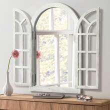 Arched Wall Mirror-Wall Decorative Mirror Wooden Frame Decorative Wall Mirror Suitable For Bedroom, Living Room And Dining Room Home Decor Back To School Room Decor School Supplies