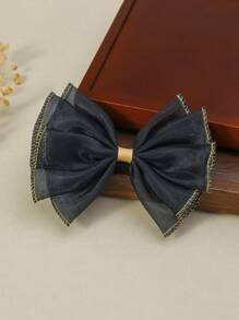 1 pieza Accesorio para el cabello con lazo de tul y borde dorado, estilo versátil, toque delicado para niñas, Charm único para ceremonia de primavera, fiesta - Multicolor - Ver 17