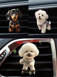 1PC Car Puppy Vent Aromatherapy Clip, 19 Puppy Options To Choose From, Acrylic Material Car Waterproof Decoration, Cute Car Interior Decoration - 1pc Multicolor - View 4