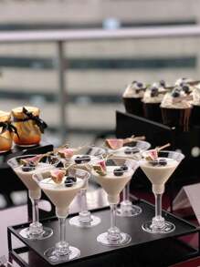 10pcs High-Foot Cold Drink Cup, Red Wine Cup, Cream Cake Cup, Dessert Cup, Suitable For Dessert Baking, Summer Cold Drink, Juice, Vegetable Juice, Wine Cup, Dessert Shop, Bar Party, Birthday Party Cup, Ice Cream Cup, Reusable - Transparent - View 3