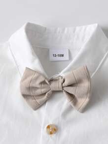 [2025 Frühling & Sommer Kindermode leichter Formeller Anzug] Jungen 3 Stücke Anzug Set: Weißes Hemd mit Kragen + Khaki Weste + Khaki Shorts mit Fliege, Kinder Casual Anzug, Party/Outdoor Performance Mode, atmungsaktiver leichter formeller Kinderanzug, Frühling/Sommer Bankettbekleidung, Jungenanzug für Hochzeit