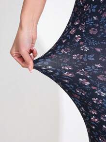Women's Casual Stretchy Sporty Printed Leggings, Soft & Comfortable Floral Daisy Patterned, Suitable For Fitness, Workout, Running, Lifting, Outdoor Activities, Daily Wear, Capri Length