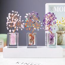 1PC Natural Crystal Gravel Specimen Stone Feng Shui Crystal Money Tree Drift Bottle Desktop Divination Home Decoration - Glass Bottle Crystal Tree - View 5