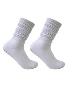 1 para damskich jednolitych kolorów uniwersalnych skarpet sportowych z silikonowym antypoślizgowym uchwytem, skarpetki do jogi, codzienne skarpetki rurki, na co dzień i do ćwiczeń