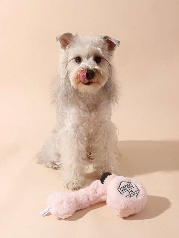 nicovaer دمية ناعمة مطرزة بزجاجة عطر وعظم باللون الوردي من قماش البوليستر، مزودة بجهاز صوتي، مناسبة للكلاب والقطط المتوسطة/الصغيرة كرفيق تفاعلي، دمية صوتية إبداعية للحيوانات الأليفة