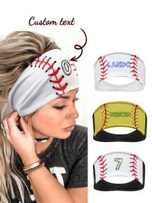 1pc Custom Text/LOGO Personalized Sports Women's Headband, Colorful Stripes Softball Shape Design Non-Slip Headband Hair Accessories - Women's Fashion Sports Headband, Soft Fabric Elastic Headband, Hair Accessories For Women Who Love Sports, Yoga And Running