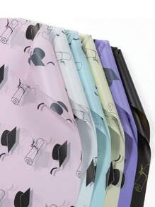 20张-2025毕业季果冻膜，韩式简约纸，防水半透明玫瑰花店风格花束礼品包装纸，毕业包装纸，鲜花包装纸，带标记金边韩式花束包装纸，用于DIY工艺品，毕业装饰2025，包装，毕业礼品纸 - 彩色 - 查看 3