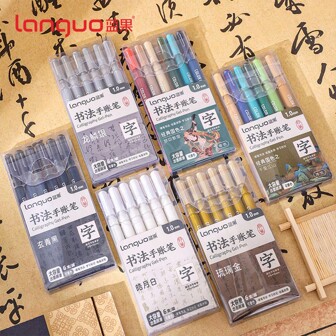 languo 6 Pcs/Set Calligraphy Drawing Stylus, Ballpoint Pen Set 1.0mm Tip, Bright Colour, Suitable For Drawing, Writing, DIY Crafts, Student Rewards, Making Cards And Schools Back To School