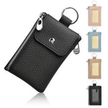 Unisex Minimalist Wallet Key Chain Zipper Coin Purse With ID Window Travel Cash Card Holder For Men And Women For Women Wallet Mini Wallet Purse Wallet Travel Wallet Coin Wallet Wallet Wristlet Wallet