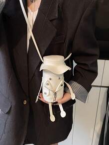 女士迷你斜挎包，时尚百搭小钱包，可装手机、口红、春夏新款时尚设计 - 米色 - 查看 3