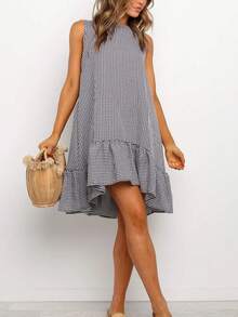 格子休闲 夏季度假 优雅全身休闲 波西米亚风 优雅梭织面料 荷叶边下摆 海滩派对 晚会约会 运动 办公室 家居花园 - 彩色 - 查看 3