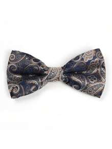 1pc Formal Suit Business Patterned Bow Tie, Groom Wedding Groomsmen Double Layer Solid Color Bowknot, Versatile For Daily Business Events, Polyester, Suitable For Spring, Summer, Autumn, Winter