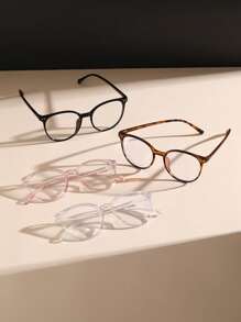 4pcs Geometric Frame Colorful Plastic Boho Fashion Leopard Print Pink Black Clear Glasses For Teenagers Daily Outdoor School Accessories