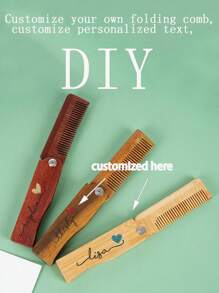 1pc Customized Mini Comb Portable Anti-Static Natural Wood Folding Comb Hotel-Style Sandalwood Material Comb, Customize Your Own Mini Folding Comb