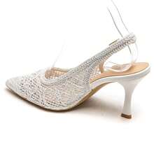 Escarpins Slingback Dentelle Élégante – Talon Moyen Chic pour Soirées et Cérémonies - 白色 - 查看 3