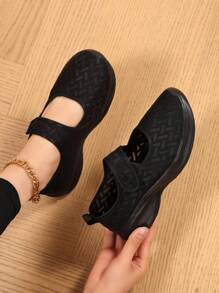 Women's Breathable Mesh Casual Slip-On Shoes, Wide Fit Loafers, Suitable For Summer - Black - View 2