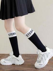 1 Pair Kids' Spring/Summer Versatile Casual Knee-High Socks, Thin Sports/School Socks For Girls - Multicolor - View 22