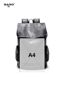 saroxi Men's Casual Fashion Travel Flip-Lid Backpack, Lightweight Portable Suitable For Travel, Camping, Hiking, School, Student, Campus, Ideal Gift Large Capacity Bag Travel Bags Office Bag Laptop Bag Vacation Bags For Travel - Black - View 7