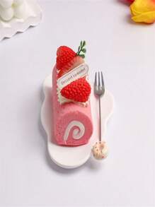 1 Stück modischer realistischer Fruchtkuchen Handtuchrolle Schweizer Rolle Modell Fotografie Requisite Dekor Kühlschrankmagnet, perfektes Geburtstagsgeschenk