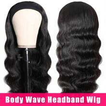 Headband Wig Human Hair Body Wave Headband Wigs For Women Human Hair Glueless Wear And Go Glueless Wig 100% Brazilian Virgin Human Hair Headband Wig 250% Density - Natural Black - View 5