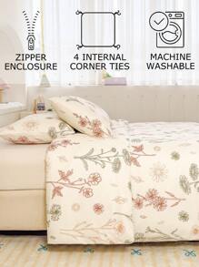 柔软超细纤维花卉图案被套套装 - 最佳两件/三件套被套/被芯套装 - 包括 1 个被套和 1/2 个枕套 - 价格实惠，品质优良，适用于单人床、双人床、加大双人床、标准双人床