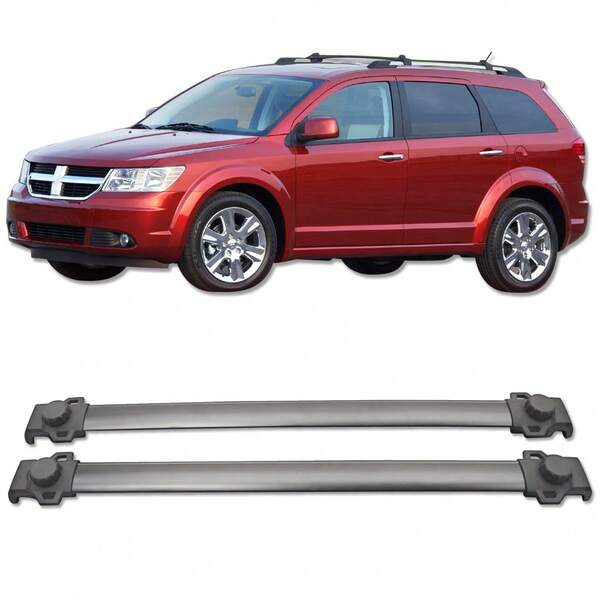 Cross Bars For Roof Rack Compatible With 2009-2020 DODGE JOURNEY, Factory Style Aluminum Roof Top Bar Luggage Carrier By IKON MOTORSPORTS, 2010 2011 2012 2013 2014 2015 2016 2017 2018 2019