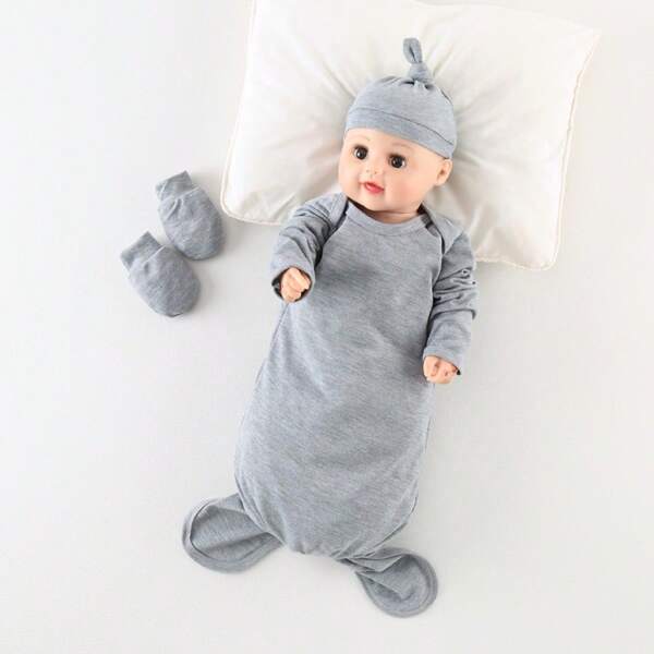 Set de 4 piezas: saco de dormir para bebé recién nacido, gorro, pijama de primavera/verano para bebé, manta envolvente anti-patadas