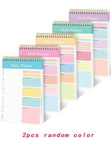 1pc/2pcs/5pcs Back To School Season Student A5 Checklist Notebook, Checklist Notebook, Daily Planning Notebook, Loose Leaf Notebook, Coil Notebook, Flip Up Schedule Notebook, Student Learning And Office Supplies Random Color