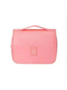 1pc Multifunctional Travel Hanging Dry-Wet Separation Cosmetic Bag, Handheld Storage Organizer - Pink - View 3