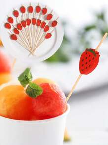 50 pezzi Stecchini per cocktail a forma di fragola, Graziosi stuzzicadenti di bambù per decorare stuzzichini, pietanze, bevande, dessert, frutta e piatti di salumi, Decorativi per eventi nuziali, compleanni, feste estive in spiaggia Hawaii, Accessori per feste.