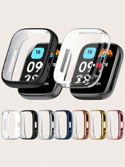 1 pieza Funda protectora de TPU de cobertura completa con protección de choque y resistor de unicolor, compatible con Redmi Watch 3 Active