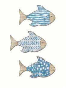 3 pezzi, decorazione da parete in legno a forma di pesce, tema nautico marittimo, scultura decorativa in legno a forma di pesce da appendere, per arredamento di case al lago o in riva al mare, decorazioni vintage per casa, bagno, camera da letto