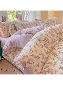 1pc Floral Print Pattern Fresh & Simple Soft Comfortable Washable Quilt Cover, Suitable For Dorm, Bedroom, Hotel Decor, All Seasons - Multicolor - View 4