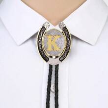 1 件 U 型马蹄形婚礼派对领带，字母 A 到 Z 领带，男士西部时尚街头项链牛仔领带，理想礼物