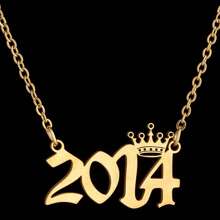 1pc Stainless Steel Year Engraved Necklace, Commemorative Unique Date, Birthday Crown Pendant Necklace, Birthday Gift, Elegant Minimalist Numeric Choker Collar Pendant Necklace