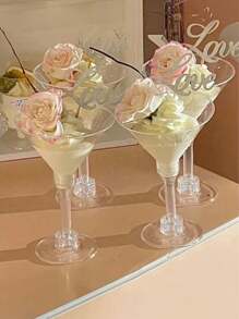 10pcs High-Foot Cold Drink Cup, Red Wine Cup, Cream Cake Cup, Dessert Cup, Suitable For Dessert Baking, Summer Cold Drink, Juice, Vegetable Juice, Wine Cup, Dessert Shop, Bar Party, Birthday Party Cup, Ice Cream Cup, Reusable - Transparent - View 10