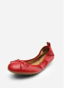 Women's Roll Up Flats, Bow Knot Ballet Flats For Women, Ladies' Foldable Round Toe Comfort Light Weight Slip-On Dress Shoes For Driving And Party And Wedding - Red - View 4