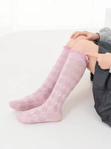 3pcs Girls' Solid Color Hollow Breathable Knee-High Socks - Multicolor - View 8