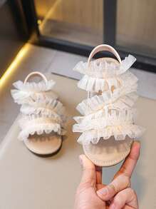 1 Pair Fashion Simple Solid Color Lace Trim Girls Summer Flats