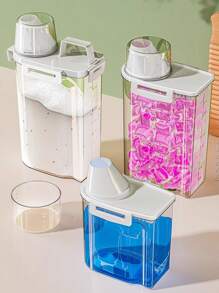 1pc 1.75L/2.5L/3L/Laundry Powder Storage Box, Household Soap Plastic Bucket, Canned Laundry Powder Container, Dedicated Storage Box, Large Capacity, Bottle Body And Lid Marked With Scales, With Handheld, Buckle Design Sealed And Leak Proof, Thick PP Material, Laundry Bucket, Laundry Detergent Bucket, Laundry Powder Bucket,