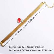 22-30 厘米/8.66-11.81 英寸 PU 皮革宠物项圈，24 种颜色单层皮革狗猫项圈带装饰吊坠