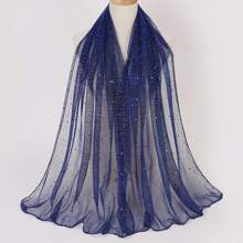 1 件闪亮头巾头巾披肩，春夏，适合马来西亚、非洲文化 - 黑色 - 查看 12