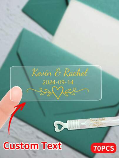 70-280Pcs Custom Gold Foil Stickers, Personalized Foil Wedding Labels, Customizable Bubble Wand Stickers, Clear Labels, Customized Wedding Party Text Bubbles Vinyl Decals, Party Favor Label, Suitable For Her, Bridal Shower,Bridesmaid, Wife, For Unique Gifts For Valentine's Day-Stickers Only,Multi-Functional, Ornamental,Reusable,Exquisite,Stylish,High-Quality,Colorful,Modern,Custom,Personalized,Unique,Back To School Supplies,Customized Stickers,Warm Ambience,Home & Living,Haunt Your Home,Personalized Labels