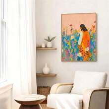 1pc Unframed Colorful Jesus Wildflowers Christian Art Posters, Bible Verse Vintage Aesthetic Painting Canvas Print Cottagecore Minimalist Wall Arts Painting For: Dorm, Apartment, Living Room, Bedroom, Modern Home Decor