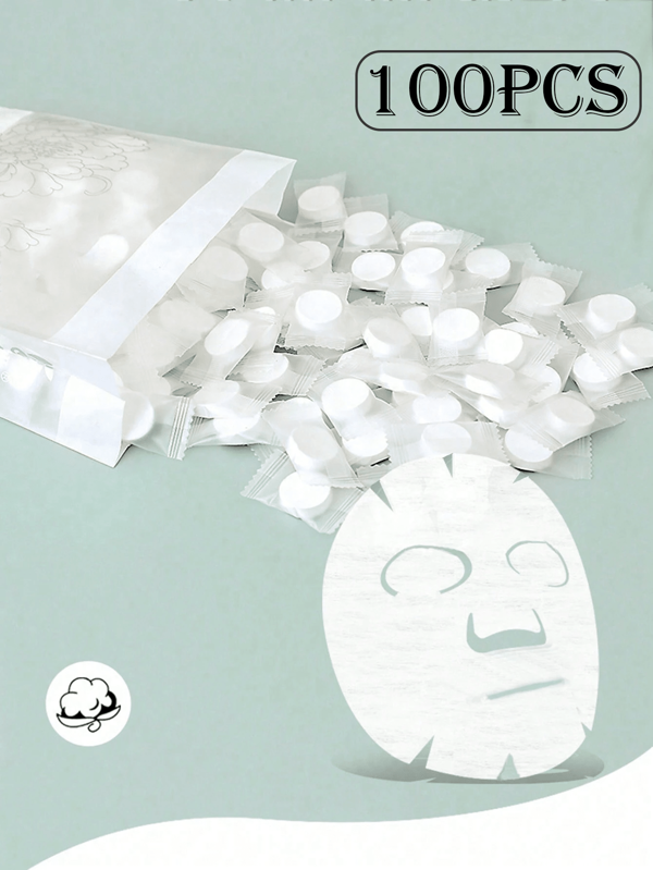 100/50/30/15Pcs "Portable Cleansing Paper For Compressed Facial Masks - Beauty Salon Grade Non-Woven Compressed Cleansing Sheets"