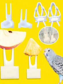 2pcs/Set Bird Vegetable & Fruit Clip Parrot, Cockatiel, Cockatoo Biting & Feeding Cage Accessories - Apricot - View 2