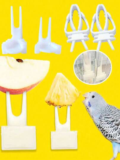 2 peças/conjunto de clipes para pássaros, vegetais e frutas, papagaios, calopsitas, cacatuas, mordedores e acessórios para gaiolas de alimentação